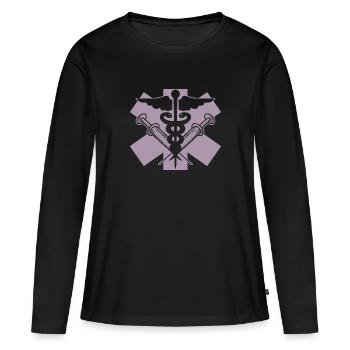 Médecin Symbole Médecin Médecin Infirmière - T-shirt manches longues Premium bio Femme - noir - Devant - Julia (174cm)