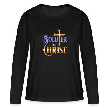 Soldat du Christ - T-shirt manches longues Premium bio Femme - noir - Devant - Julia (174cm)
