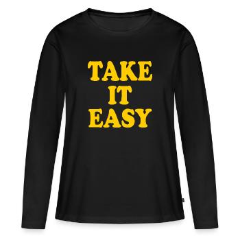 Take it easy - Frauen Premium Bio Langarmshirt - Schwarz - Vorne - Julia (174cm)
