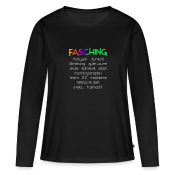 Faschingszeit - Partyzeit - Frauen Premium Bio Langarmshirt - Schwarz - Vorne - Julia (174cm)