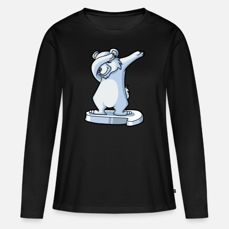 Dabbender Eisbär - Frauen Premium Bio Langarmshirt - Schwarz