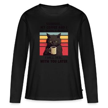Dictons typiques de la collection de comportement des chats - T-shirt manches longues Premium bio Femme - noir - Devant - Julia (174cm)