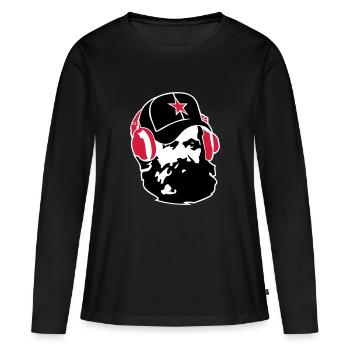 marx_star_ot_2color_bg - T-shirt manches longues Premium bio Femme - noir - Devant - Julia (174cm)