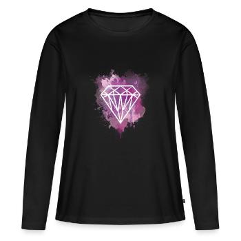 Watercolor Diamond - Frauen Premium Bio Langarmshirt - Schwarz - Vorne - Julia (174cm)