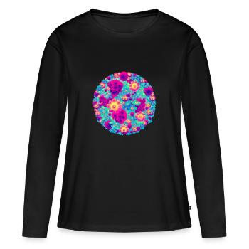 Bouquets de pop fleurs - T-shirt manches longues Premium bio Femme - noir - Devant - Julia (174cm)
