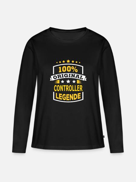 CONTROLLER - Frauen Premium Bio Langarmshirt - Schwarz