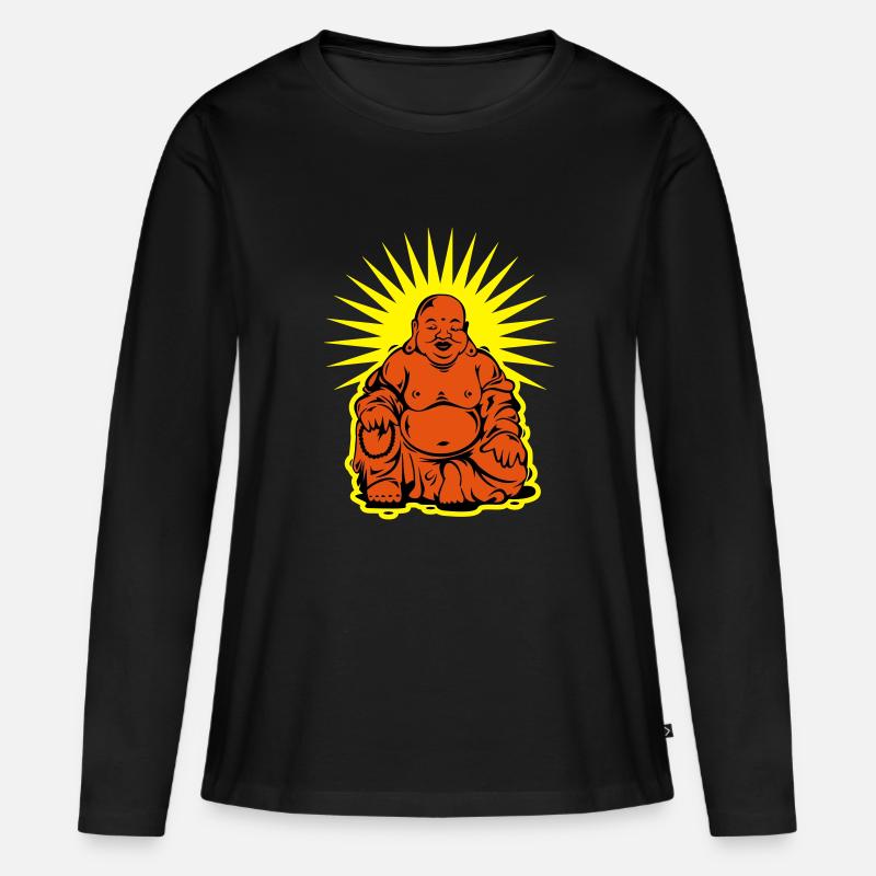 buddha - Frauen Premium Bio Langarmshirt - Schwarz