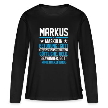 MARKUS - Titan - Frauen Premium Bio Langarmshirt - Schwarz - Vorne - Julia (174cm)