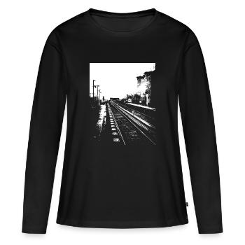 U-Bahn - Frauen Premium Bio Langarmshirt - Schwarz - Vorne - Julia (174cm)