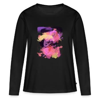 Kay&Em Color Explosion - Frauen Premium Bio Langarmshirt - Schwarz - Vorne - Julia (174cm)