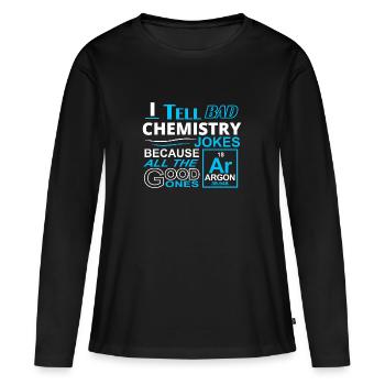 Je raconte des blagues sur la chimie - T-shirt manches longues Premium bio Femme - noir - Devant - Julia (174cm)