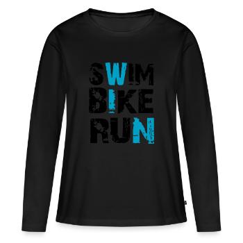 Triathlon - T-shirt manches longues Premium bio Femme - noir - Devant - Julia (174cm)