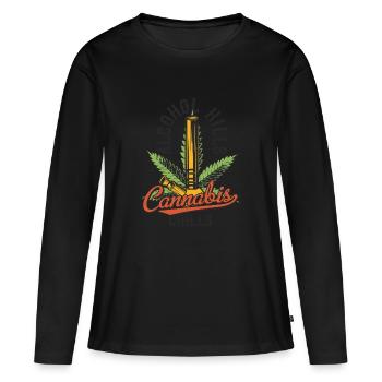 CANNABIS CHILLS - Frauen Premium Bio Langarmshirt - Schwarz - Vorne - Julia (174cm)