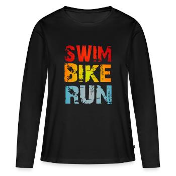 Triathlon - T-shirt manches longues Premium bio Femme - noir - Devant - Julia (174cm)