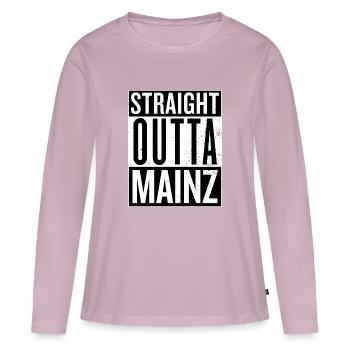 Directement depuis Mayence Meenz Rheinland Compton logo - T-shirt manches longues Premium bio Femme - rose poudré - Devant - Julia (174cm)
