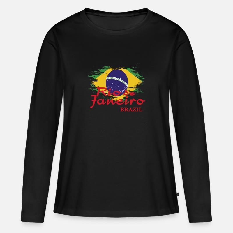 RIO de Janeiro - Frauen Premium Bio Langarmshirt - Schwarz
