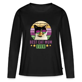 Best cat mum ever cat tortoiseshell lucky cat - Women's Premium Organic Long Sleeve Shirt - black - Front - Julia (174cm)