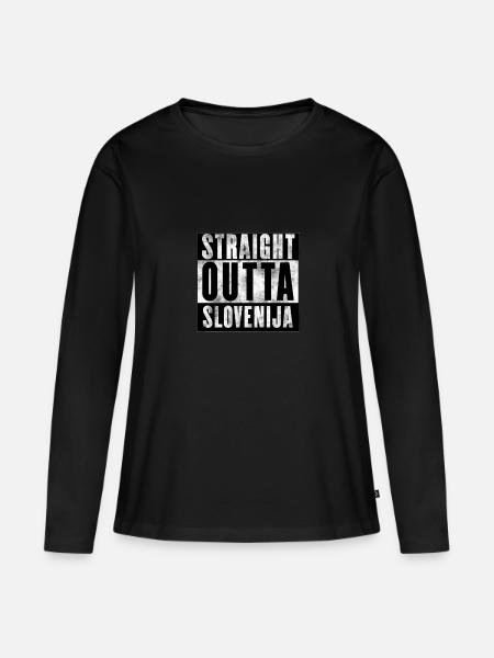Straight Outta Slovenija | Slovenië Jugo Balkan - Vrouwen Premium Bio shirt met lange mouwen - zwart