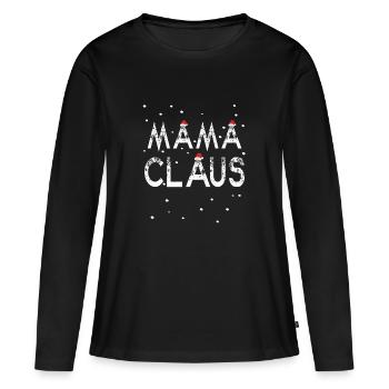 Mama Claus Familien Partner Shirt zu Weihnachten - Frauen Premium Bio Langarmshirt - Schwarz - Vorne - Julia (174cm)