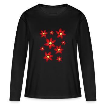 Fleurs, fleurs - T-shirt manches longues Premium bio Femme - noir - Devant - Julia (174cm)