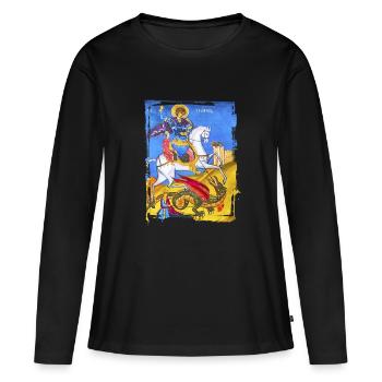 fresque orthodoxe - T-shirt manches longues Premium bio Femme - noir - Devant - Julia (174cm)