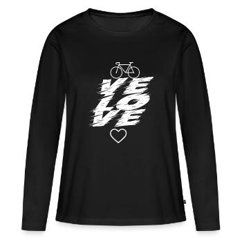 Vélo Biking Triathlon Cycling - T-shirt manches longues Premium bio Femme - noir - Devant - Julia (174cm)