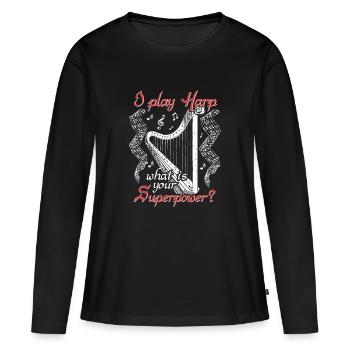 Harpe harpiste harpe cadeau - T-shirt manches longues Premium bio Femme - noir - Devant - Julia (174cm)