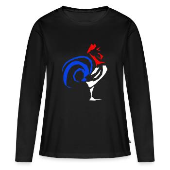 coq français - T-shirt manches longues Premium bio Femme - noir - Devant - Julia (174cm)