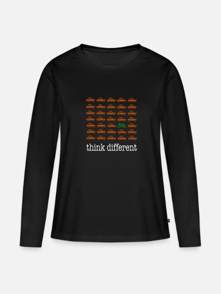 Think different - Frauen Premium Bio Langarmshirt - Schwarz