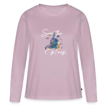SAUVEZ LES RÉCIFS - T-shirt manches longues Premium bio Femme - rose poudré - Devant - Julia (174cm)