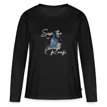 SAUVEZ LES RÉCIFS - T-shirt manches longues Premium bio Femme - noir - Devant - Julia (174cm)