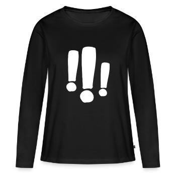 Point d’exclamation - signe de ponctuation - T-shirt manches longues Premium bio Femme - noir - Devant - Julia (174cm)
