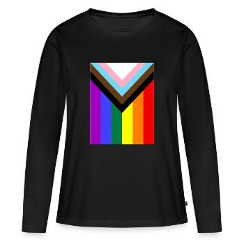 Drapeau de la fierté arc-en-ciel - T-shirt manches longues Premium bio Femme - noir - Devant - Julia (174cm)