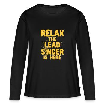 Chanteur - T-shirt manches longues Premium bio Femme - noir - Devant - Julia (174cm)