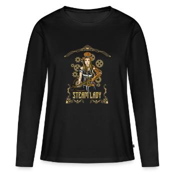 Steampunk Lady Girl Streetwear - T-shirt manches longues Premium bio Femme - noir - Devant - Julia (174cm)