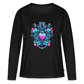 Cœur de cyborg - T-shirt manches longues Premium bio Femme - noir - Devant - Julia (174cm)