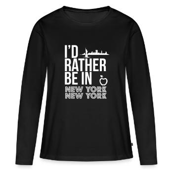 New York - T-shirt manches longues Premium bio Femme - noir - Devant - Julia (174cm)