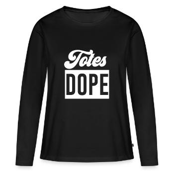 Slogan tee - T-shirt manches longues Premium bio Femme - noir - Devant - Julia (174cm)