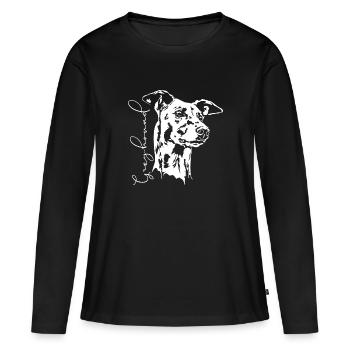 GREYHOUND Portrait Greyhound Greyhounds Wilsigns - T-shirt manches longues Premium bio Femme - noir - Devant - Julia (174cm)