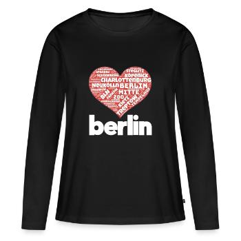 Berlin - T-shirt manches longues Premium bio Femme - noir - Devant - Julia (174cm)
