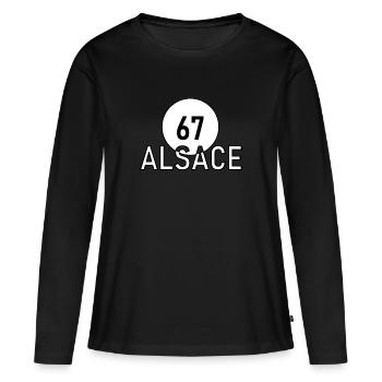 Alsace N67 - T-shirt manches longues Premium bio Femme - noir - Devant - Julia (174cm)