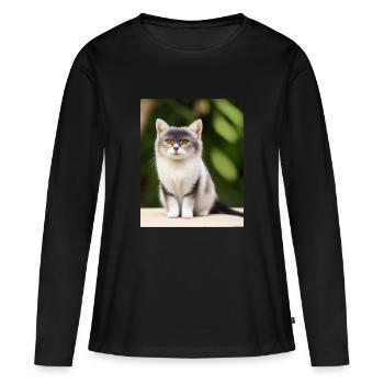 Weiße Perserkatze - Frauen Premium Bio Langarmshirt - Schwarz - Vorne - Julia (174cm)