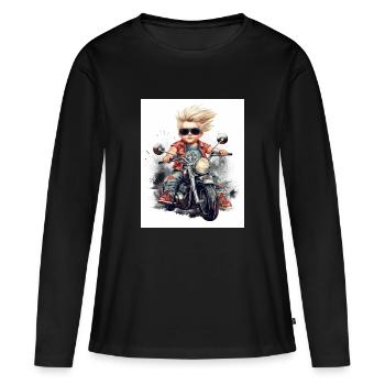 Motard Junior 2 - T-shirt manches longues Premium bio Femme - noir - Devant - Julia (174cm)