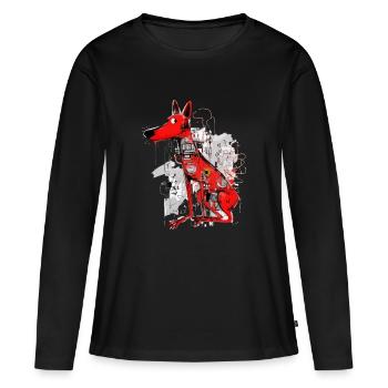 Loko le chien rouge - T-shirt manches longues Premium bio Femme - noir - Devant - Julia (174cm)
