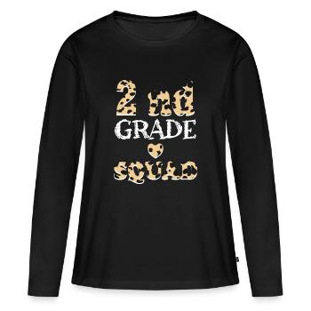 Cadeaux d’enseignant Leopard 2nd Grade - T-shirt manches longues Premium bio Femme - noir - Devant - Julia (174cm)
