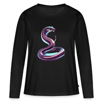 Serpent chromé - T-shirt manches longues Premium bio Femme - noir - Devant - Julia (174cm)