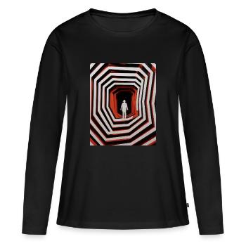 Papier découpé Vertige - T-shirt manches longues Premium bio Femme - noir - Devant - Julia (174cm)