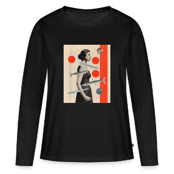 Poissons collage art astrologie - T-shirt manches longues Premium bio Femme - noir - Devant - Julia (174cm)