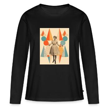 Collage de papier de dame de cirque - T-shirt manches longues Premium bio Femme - noir - Devant - Julia (174cm)