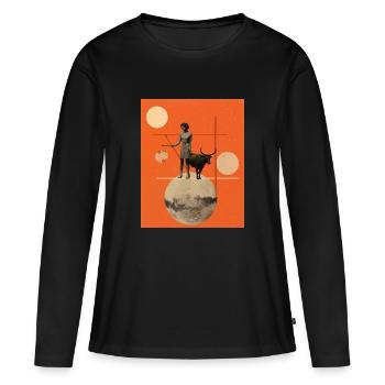 Sagittaire collage art astrologie - T-shirt manches longues Premium bio Femme - noir - Devant - Julia (174cm)